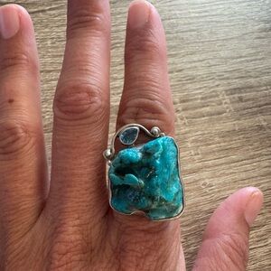 Artisan Turquoise and Sterling Silver statement Ring